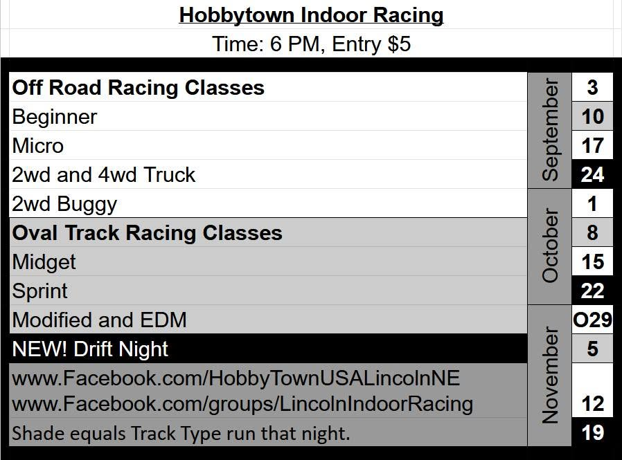 Fall 2026 Racing Schedule